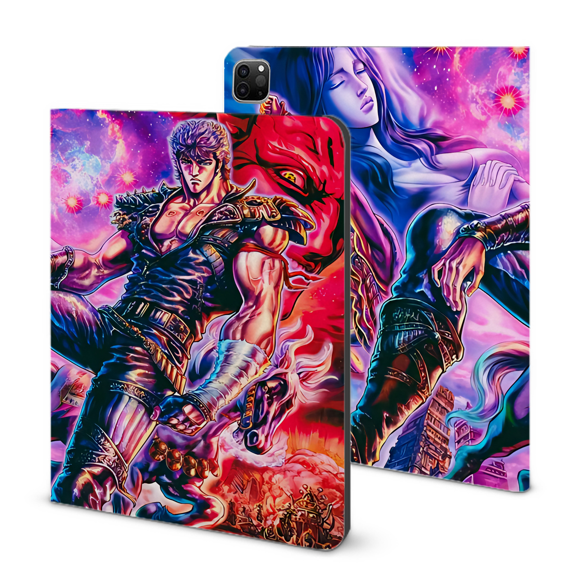 （画像用） 北斗の拳 Fist of the North Star IPad ケース ブック型 PUレザー TPU 耐衝撃 軽量 薄型 ペン収納なし 全面保護 IPad 各モデル対応